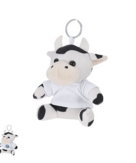 Llavero vaca de peluche con camiseta personalizable con anilla metálica para fácil transporte