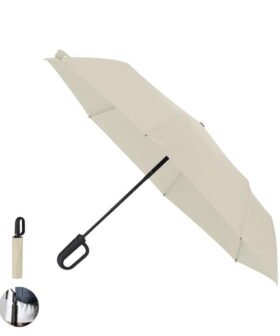 Paraguas plegable de 8 paneles en RPET. Ideal para promociones y merchandising corporativo. Personalizable con tu logo.